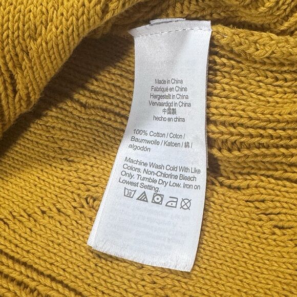 J. Crew Long Cotton Cable-Knit Mockneck Oversized Sweater in Yellow Size Medium - Picture 5 of 8